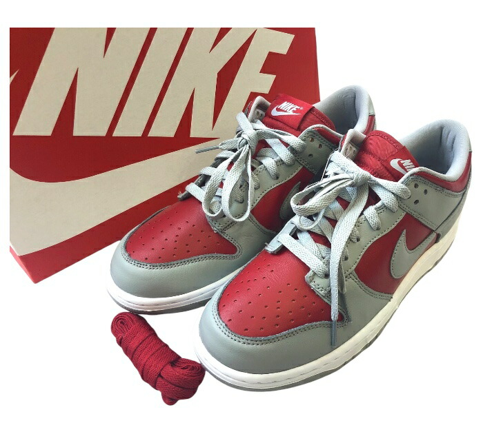 【NIKE】DUNK LOW QS ナイキ ダンク ロウ FQ6965-600 スニーカー サイズ27cm レッド×グレー メンズ 箱付き 替え紐付き 新古品【中古】FB3526
