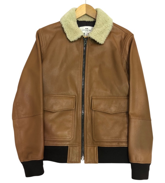 楽天市場】y□コーチ/COACH リバーシブルフードレザーJKT