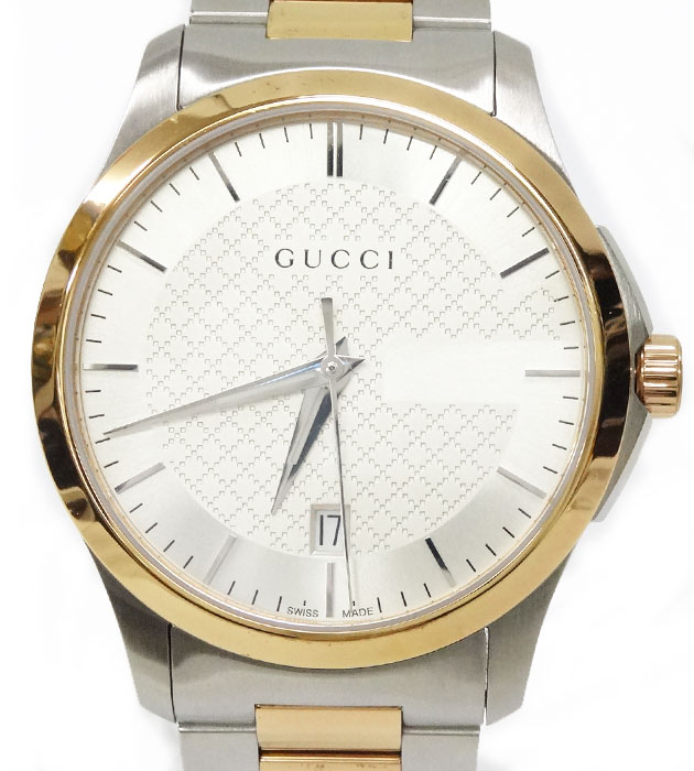 Gucci グッチ G休憩応答 ペア メンズ 石英 リストウォッチ 126 4 デイト アナログ 看る 場合随行員 中古 Ff3637 Musiciantuts Com