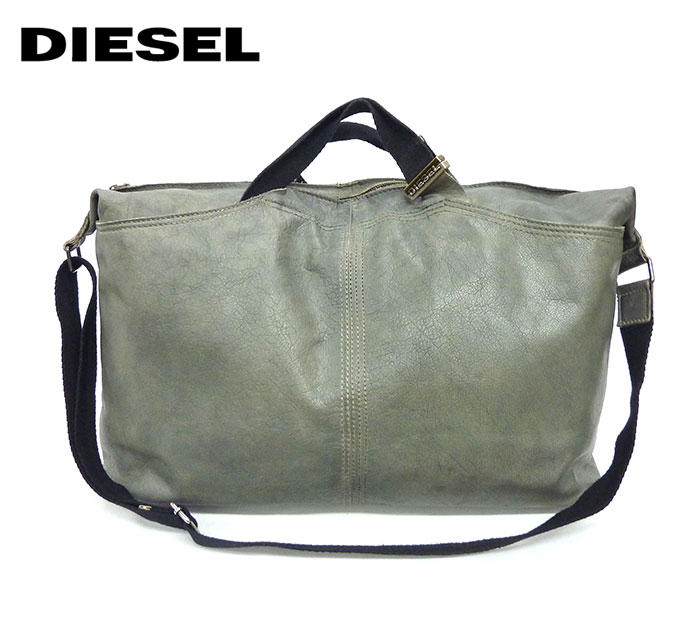 楽天市場 Diesel ディーゼル2way ボストンバッグヴィンテージ加工 レザー 牛革 ショルダーバッグ グレー 中古 Fa0322 リサイクルストア エコライフ