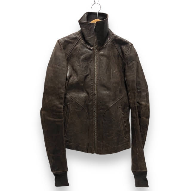 Rick Owens ハイネック フーデッドレザージャケット ブルゾン XS 黒 リックオウエンス ハイネック フーデッドレザージャケット