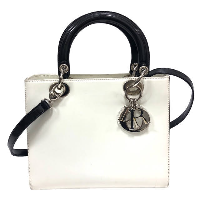 【Christian Dior】クリスチャンディオール レディディオール ヴィンテージ 2way ハンドバッグ ショルダー バイカラー ホワイト RC4175 【中古】