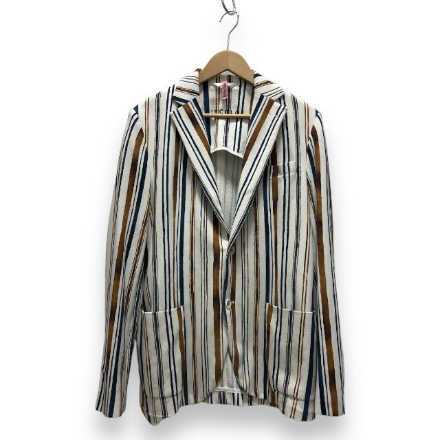 【値下げしました】【CIRCOLO】チルコロ マルチストライプ ジャージー ジャケット サイズ48 メンズ 男性用 良品 トップス コットン RC4409【中古】｜リサイクルストア　エコライフ