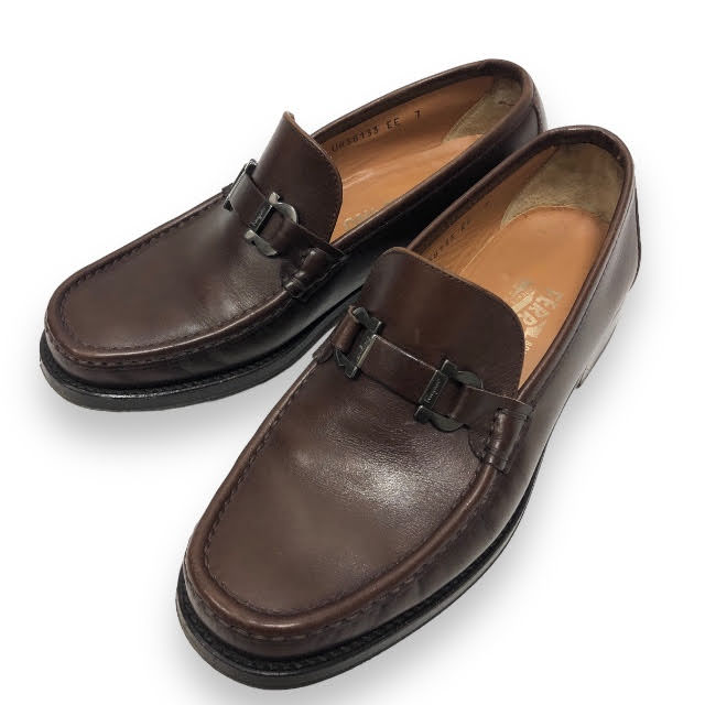 【値下げしました】【Salvatore Ferragamo】サルヴァトーレフェラガモ ガンチーニ ローファー サイズ7 ブラウン シューズ 紳士靴 メンズ 革靴 レザー RA6653【中古】｜リサイクルストア　エコライフ