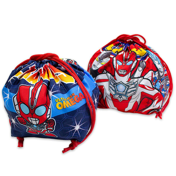送料無料 ウルトラヒーローズ オメガ マチ付き巾着2枚組 約H170×W140×D120mm 巾着 ランチ巾着 きんちゃく 袋 ULTRAMAN OMEGA 2025-2026年画像