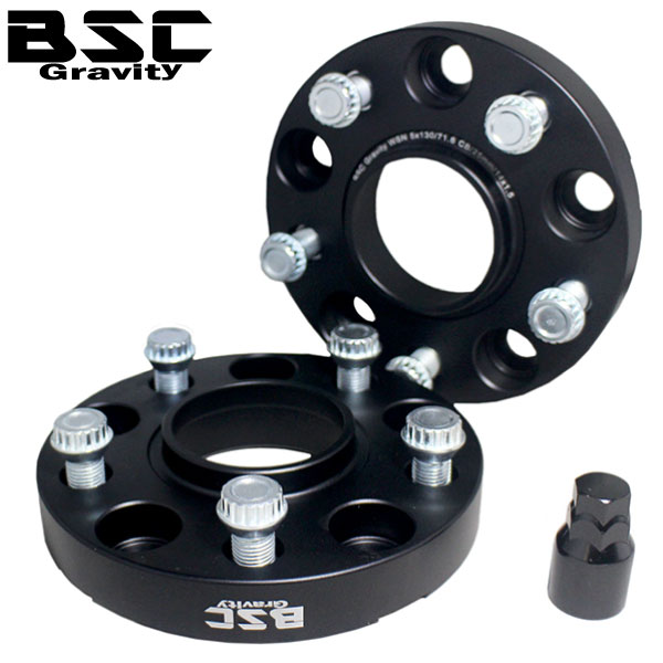 ワイドトレッドスペーサー 25mm 2枚組 PCD130 5H P1.5 ハブ径71.6mm ボルト10本付 M14×P1.5 首下20mm 6061-t6 アルミ鍛造 ポルシェ アウディ メルセデスベンツ PORSCHE AUDI MERCEDES BENZ