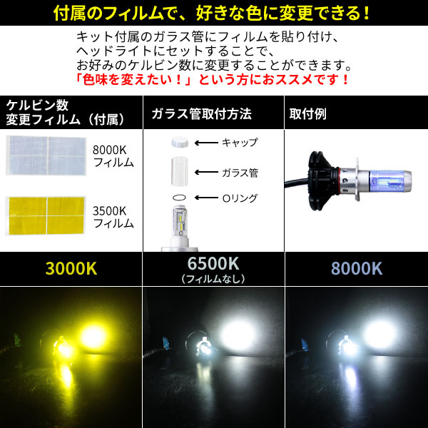 楽天市場 Ledヘッドライト 7s Hb4 ファンレスタイプ9 32v対応 6000lm 3000 8000kケルビン数変更フィルム付属 好きな色に変えられます E Mono Plus 楽天市場店