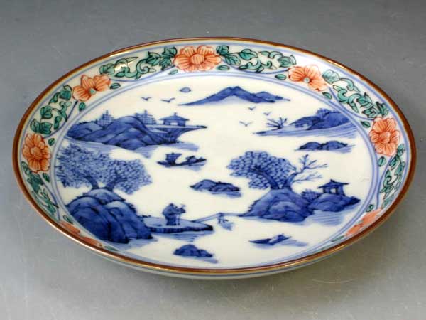 京焼・清水焼　皿　PCS800-01　色絵染山水　四寸皿｜e-特鮮便