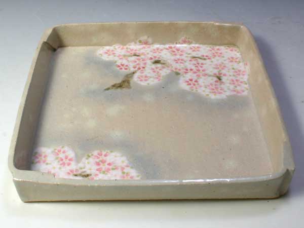 京焼・清水焼　皿　PZH664　花の雲　七寸角皿