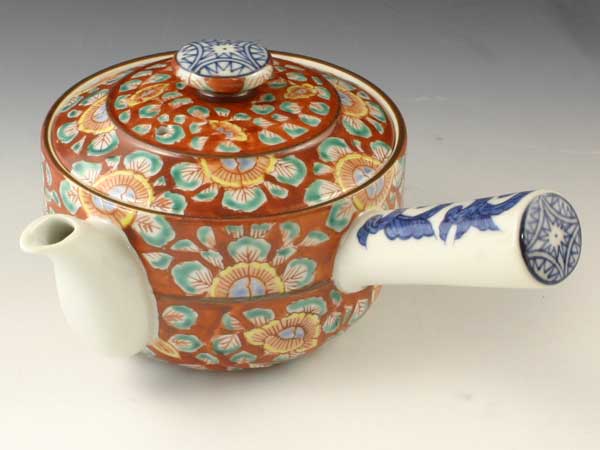 京焼・清水焼　急須　DIN033　赤濃牡丹唐草　急須(小)【送料無料】