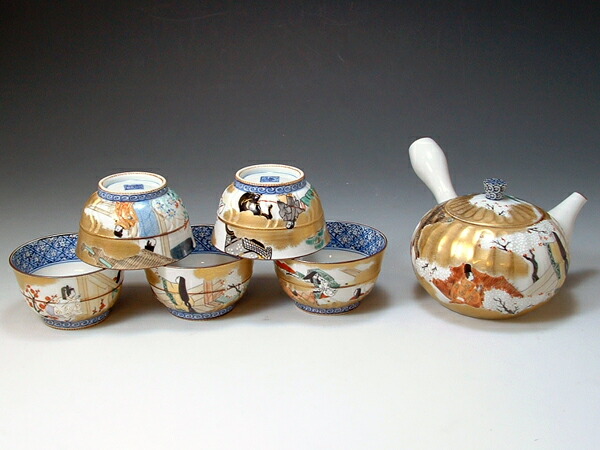京焼・清水焼 急須茶器揃 JIG036 源氏物語【貨物輸送無料】