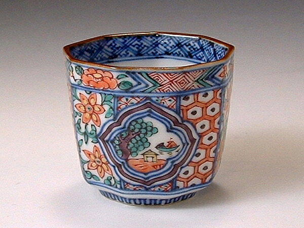 京焼・清水焼 ぐい呑 GCQ051 彩画草木瓜景色 (九画)【貨物輸送無料】 ぐい呑み・おちょこ-酒器