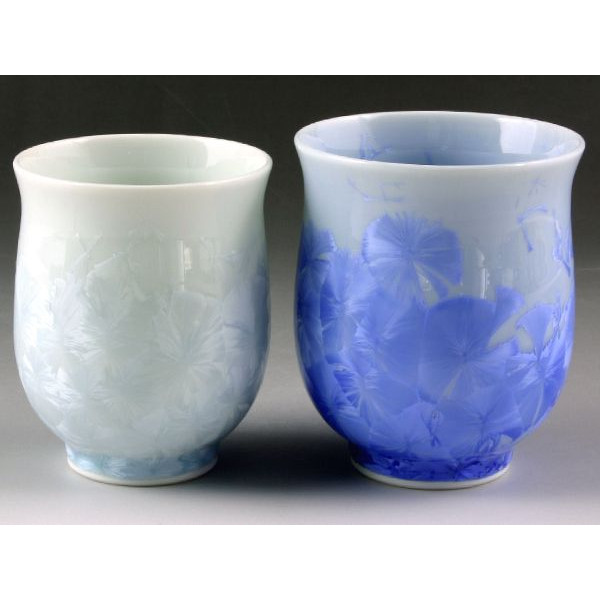 京焼・清水焼　組湯呑　トウア169 花結晶(青・白)