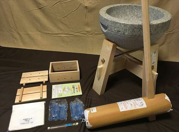 二升用餅臼・木台・杵Ｍ 4丁用豆腐造り御先棒コラボセット ud2 事務所木村it21