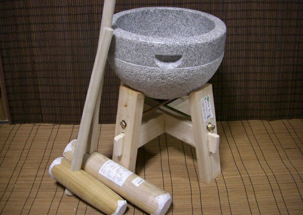 超目玉】 三升用臼 木台 杵S 小槌杵セット《餅つき道具》 オフィス木村