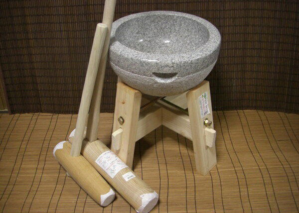 餅つき 道具 ２升用臼　木台・杵S・小槌杵セット オフィス木村it21
