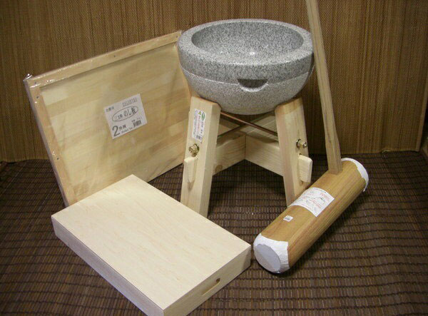 餅つき道具 二升用臼 木台・杵L・二升用のし板・餅箱セット オフィス木村it21|いい友 店
