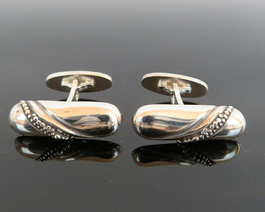 【中古】置き目品 GEORG JENSEN ジョージ・ジェンセン カフスリンク #161 カフリンクス しろがね色925 デンマーク王国製 メンズ佩び物 17.1g【貨物輸送無料】