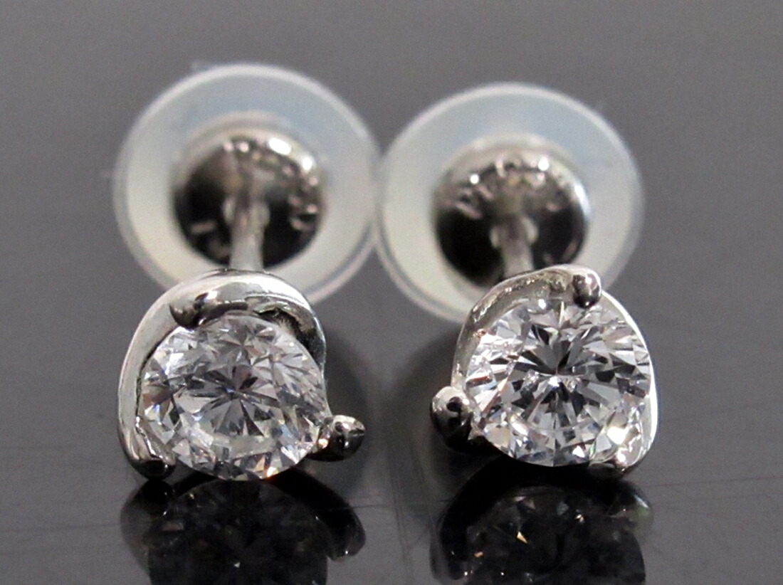 【中古】 0.25Ct Pt850 Pt900 一粒石ダイヤモンドピアス 一石 0.25カラット 0.25キャラット プラチナ シンプル 保管ケース付き【送料無料】