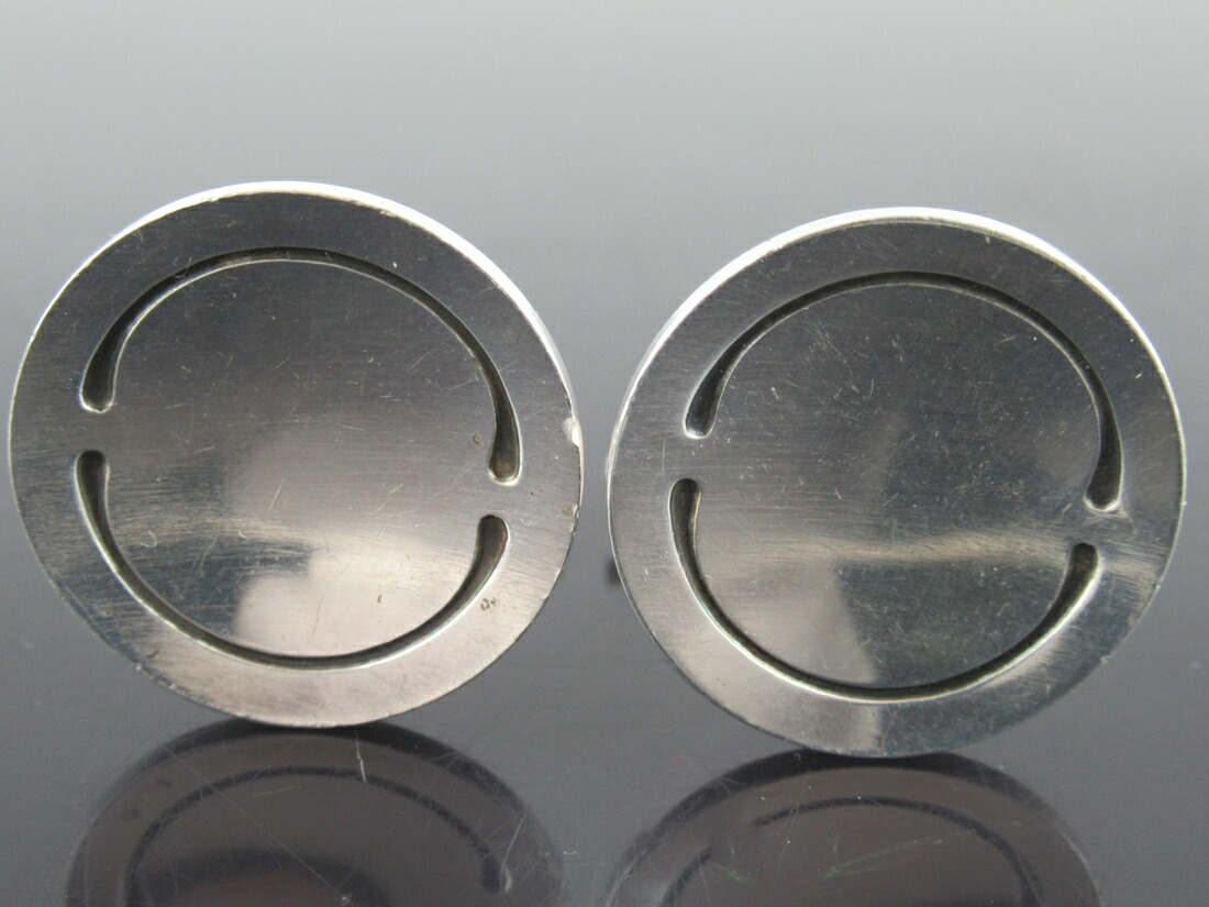 【中古】置き目品 GEORG JENSEN ジョージ・ジェンセン カフリンクス カフスリンク #75B しろがね色925 丸型 倶楽部 デンマーク王国製【貨物輸送無料】
