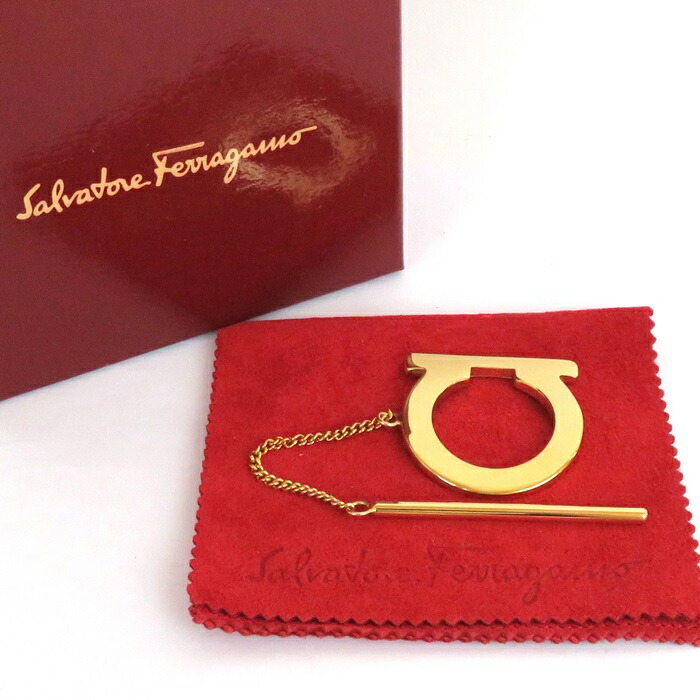 【中古】置き目品 Salvatore Ferragamo サルヴァトーレ・フェラガモ ガンチーニ えり巻き輪っか ゴールド色合い 保護すること袋・箱付き添い人【貨物輸送無料】 バッグ・小物・ブランド雑貨-スカーフリング-マフラー・スカーフ