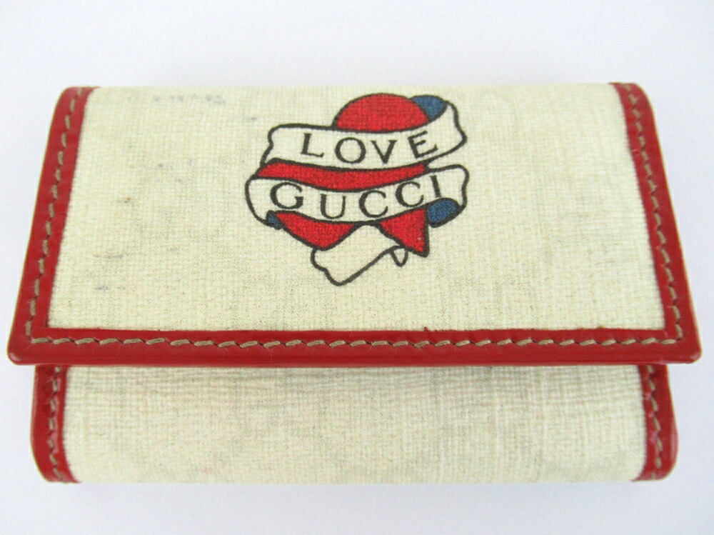 【中古】正規品 GUCCI グッチ 6連キーケース タトゥー ハート LOVE ブランド小物 GG スナップボタン式 イタリア製【送料無料】