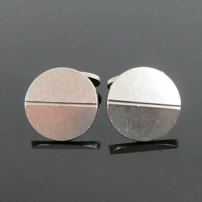 【中古】置き目品 GEORG JENSEN ジョージ・ジェンセン カフスリンク カフリンクス #106 しろがね色925 ラウンド デンマーク王国製 20.9g【貨物輸送無料】