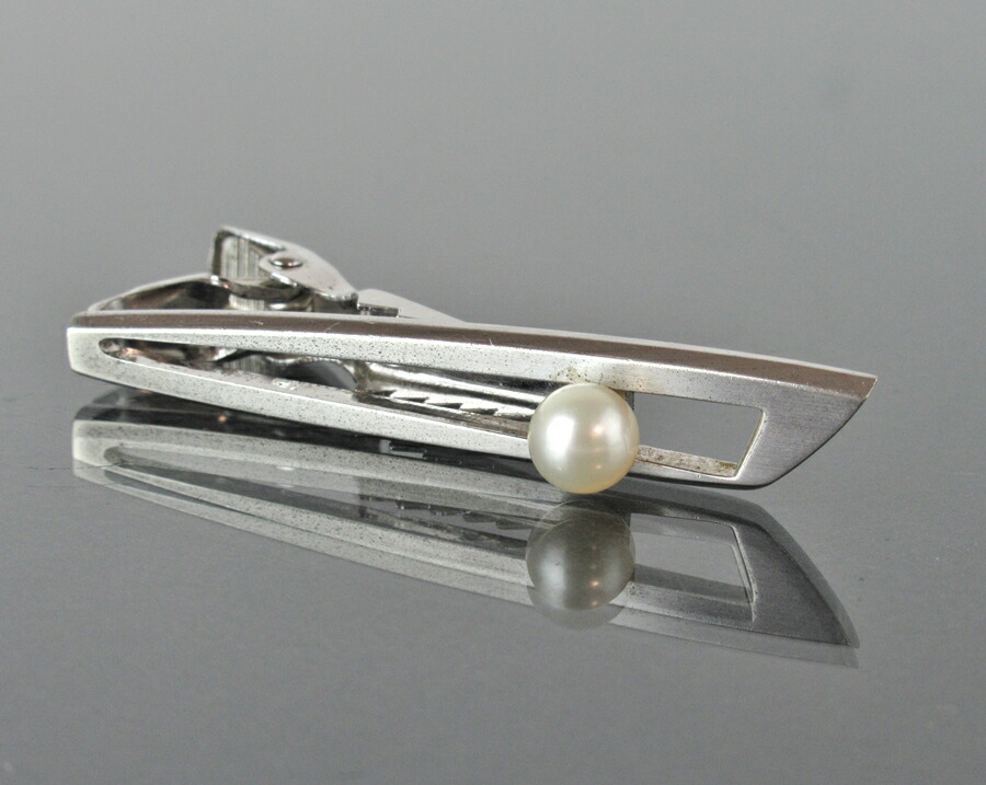 希少品 silver ミキモト アコヤパール ネクタイピン ミキモト 7.0mm あこや パール ネクタイピン メンズ シルバー