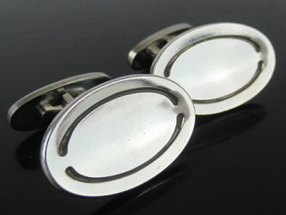 【中古】置き目品 GEORG JENSEN ジョージ・ジェンセン カフリンクス カフスリンク #75A しろがね色925 デンマーク王国製【貨物輸送無料】