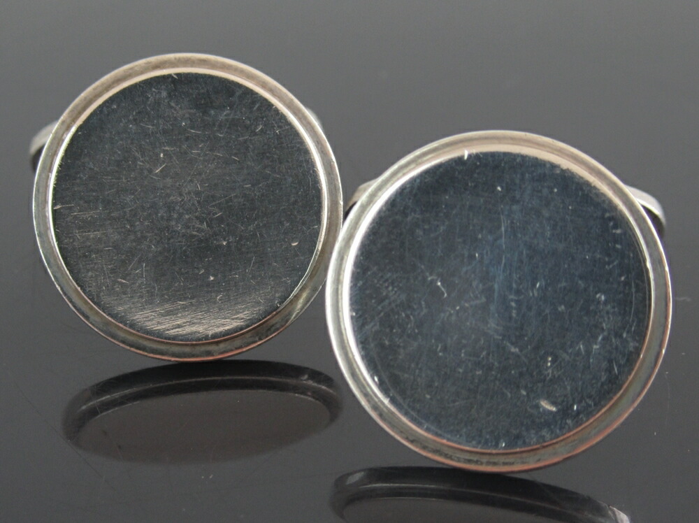 【中古】置き目品 GEORG JENSEN ジョージ・ジェンセン カフリンクス カフスリンク #54 しろがね色925 ラウンド 丸形 デンマーク王国製【貨物輸送無料】