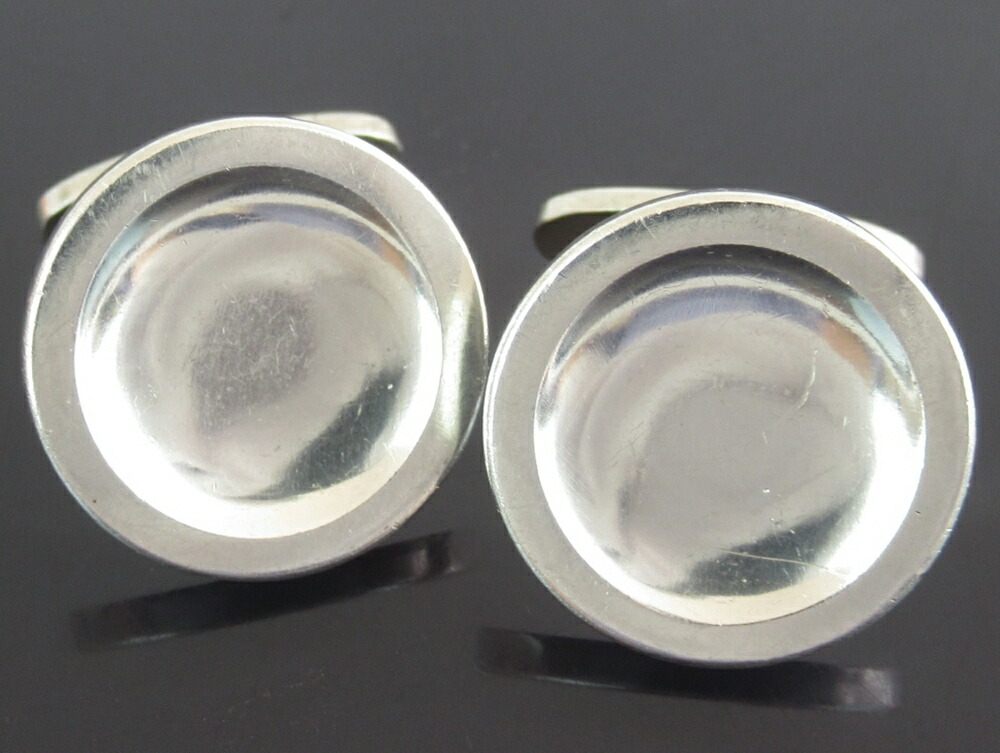 【中古】置き目品 GEORG JENSEN ジョージ・ジェンセン カフリンクス カフスリンク #108 CTV しろがね色925 ラウンド デンマーク王国製【貨物輸送無料】
