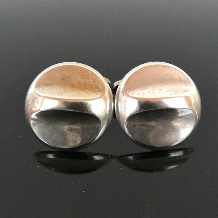 【中古】置き目品 GEORG JENSEN ジョージ・ジェンセン カフスリンク カフリンクス #82しろがね色925 ラウンド  デンマーク王国製 メンズ佩び物 21.2g【貨物輸送無料】