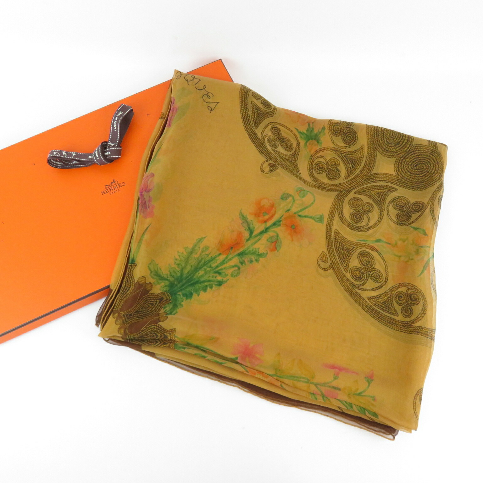楽天市場】【エルメス】Hermes カレ140 シルク シフォン 大判スカーフ