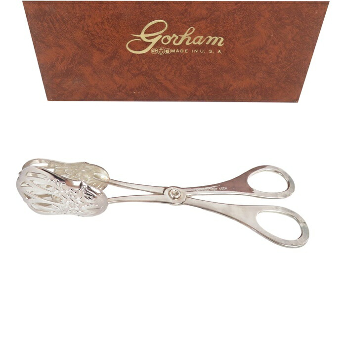 【中古】GORHAM ゴーハム サラダトング しろがね色一皿 シルバープレーティッド 銀メッキ サラダ菜サーヴァー  亜米利加製 ノリ竹 入れもの付き添い人【貨物輸送無料】