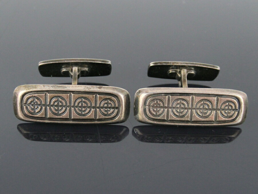 百貨店SALE押さえる通貨価値!!【中古】定め事品 David Andersen デビッド・アンデルセン カフスリンク 折り返し山猫 ノルウェイ製 しろがね色925 銀製 矩形