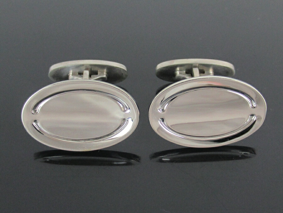 百貨店SALE押さえる通貨価値!!【中古】定め事品 GEORG JENSEN ジョージ・ジェンセン カフスリンク カフリンクス #75A しろがね色925 デンマーク王国製 銀製 ヴィンテージ ビンテージ オーバルシェイプ 楕円面