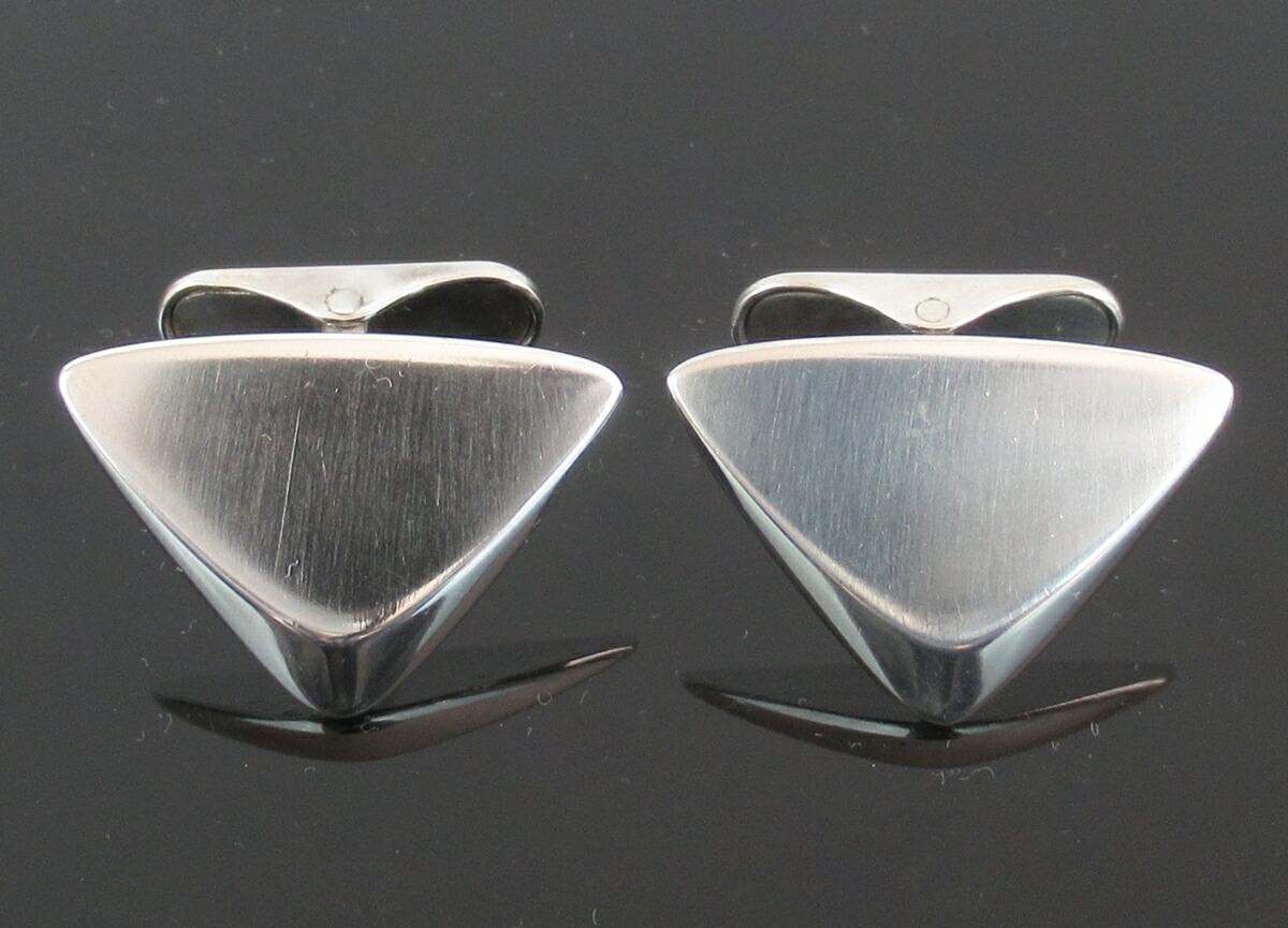 百貨店SALE制限事項通貨価値!!【中古】置き目品 Hans Hansen ハンスハンセン カフリンクス カフスリンク しろがね色925 ３角形 デンマーク王国製