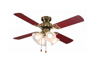 東京メタル工業 シーリングファン TKM-42AB4LKLEZ2LED電球付き　4灯（羽根　赤茶色・茶色）｜エコデン