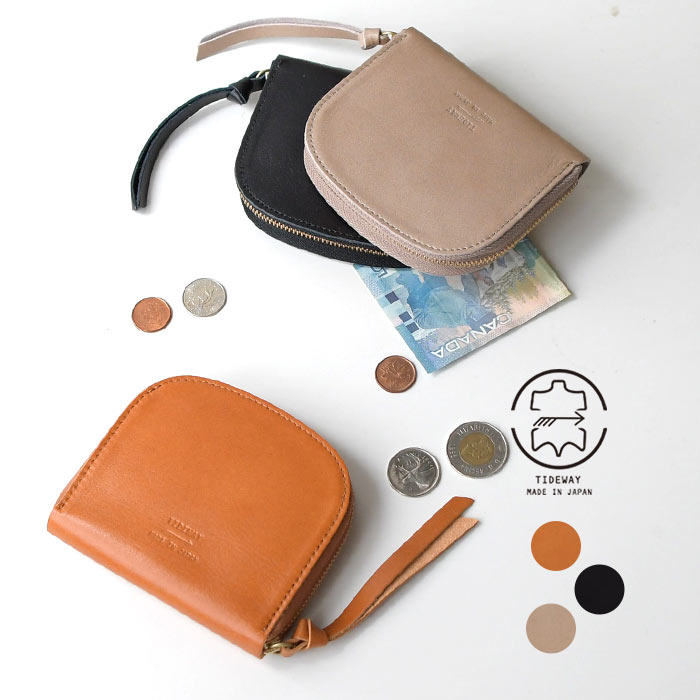 日本製 本牛革 TIDEWAY ROUND WALLET M ラウンドファスナー コインケース／ナチュラル 上品 大人 ブランド タイドウェイ T2839 本革 牛革 レディース エコロコ sel, z+／ レディース 小さめ 30代 30代 40代 50代 23AW0818, k1204,｜ecoloco（エコロコ）
