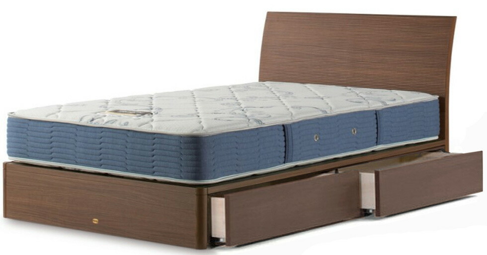 284 展示品 Simmons(シモンズ )Soft 6.5「i f HOME COLLECTION 」ポケットコイルマットレス付きクイーンサイズベッド 引き出し収納付き