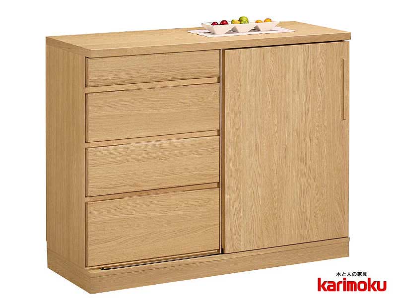 カリモク　木製キッチンカウンター 収納付き 楽天市場】【開梱設置無料】 カリモク 食器棚 引き戸 キッチンボード
