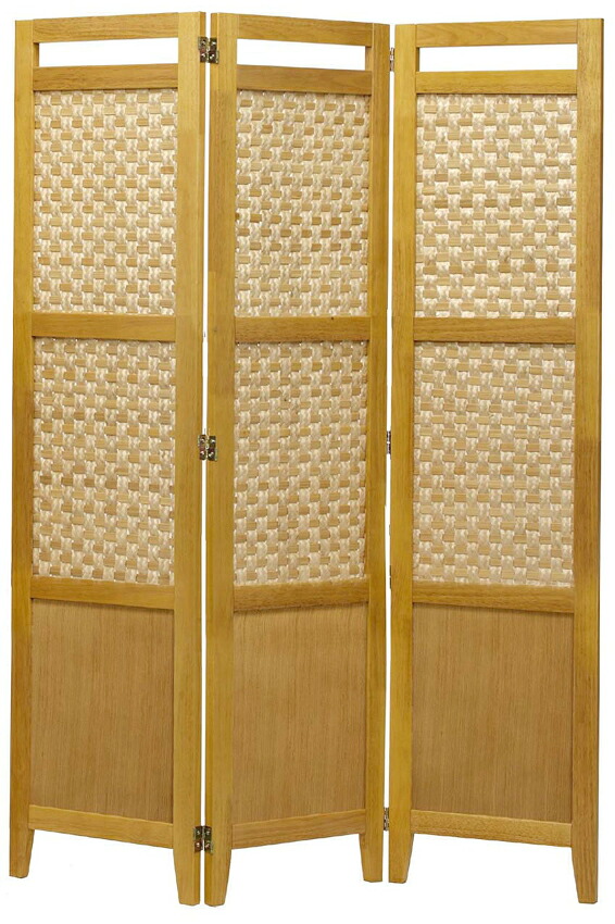 アケボノ SC-1603LO SC-1603WE ハイタイプ ライトブラウン ダーク スクリーン パーティション 衝立 折りたたみ3戸 バンブー 竹素材 間仕切り 屏風