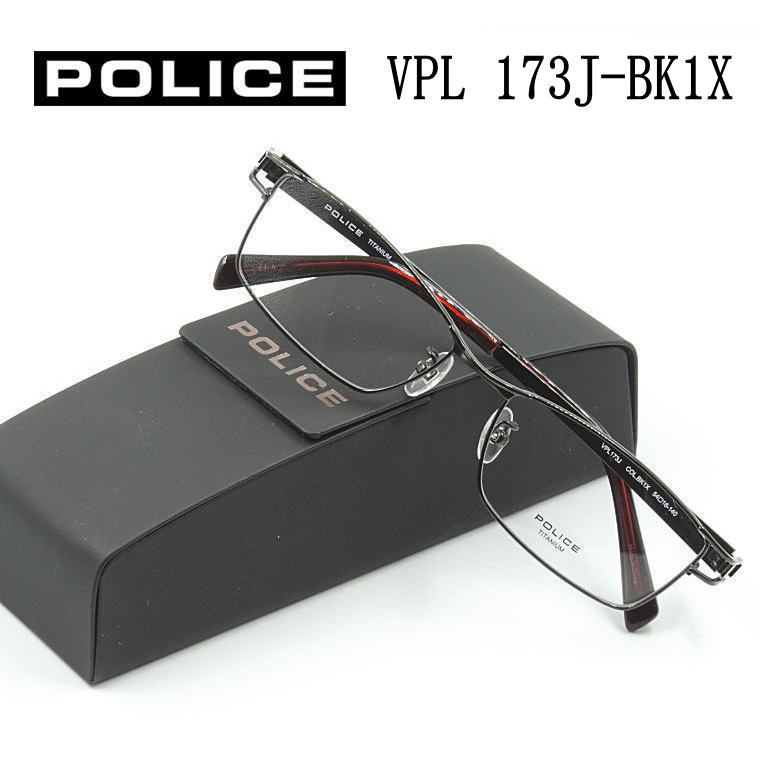 【正規販売店】VPL173J-BK1X最新モデル　送料無料　ポリス　POLICE　度付きレンズ付　VPL173J-BK1X　フルリム 　チタンフレーム｜永平寺メガネ　店