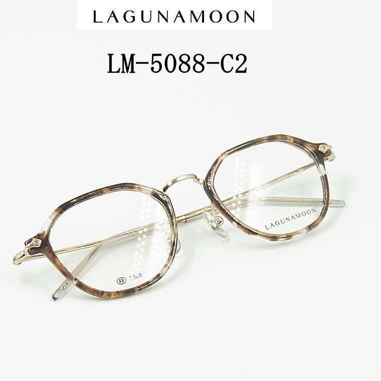 LM-5088-C2　ラグナムーン【LAGUNAMOON】度付きレンズ付メガネ【LM-5088-C2】送料無料 新作　コンビフルリム　チタン男女兼用｜永平寺メガネ　店 10,754円