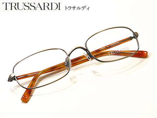 貨物輸送無料・トラサルディ【TRUSSARDI】度付き添い人水晶体付【TR-12745-GD】男女兼用 金属元素枠 フルリム