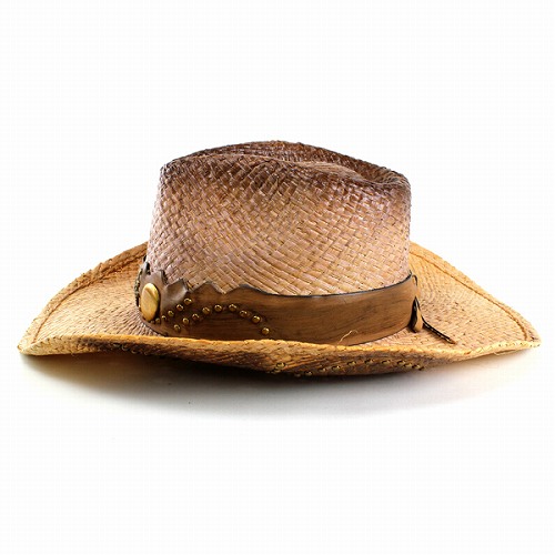 Henchel 什galキャップ メンズ 麦わらハット 帽子 ヘンシェル 麦稈帽子 レディース レザーボリューム スタッズ付属物 ラフィア ウェスタン カウボーイハット M L Xl 窓掛け ハット ま西湾岸コーデ 赤銅 帯革 リアル Cowboy Hat Lapsonmexico Com