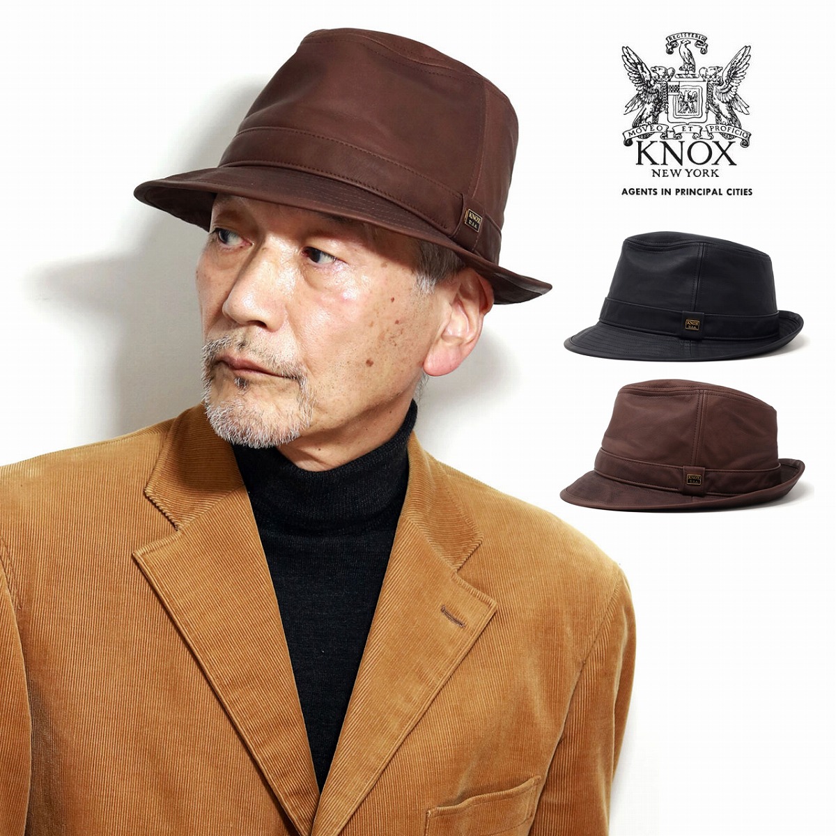 ＼本日クーポン利用で全品5%OFF／ ウォッシャブルレザー マニッシュハット レザーハット メンズ ハット メンズ 中折れハット メンズ 秋冬 KNOX 牛革 サイズ調整可能 帽子 メンズ 58cm 60cm ブラック ブラウン 30代 40代 50代 60代 ファッション 男性 帽子 通販 送料無料