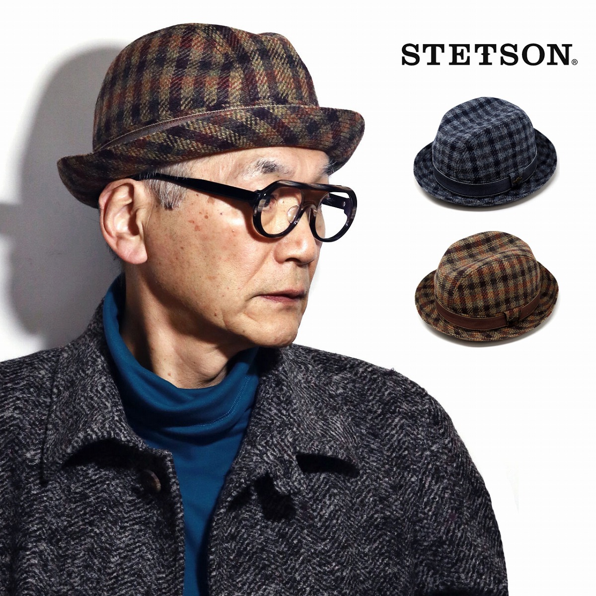 ＼本日｜全品5%OFFクーポン／ マラリウス ハット ステットソン メンズ 中折れハット stetson ライナー型 チェック 上品 紳士 帽子 冬 ハット 日本製 高級 上質 ハット ラムズウール 帽子 全2色 父の日 ギフト 男性 誕生日 プレゼント ラッピング無料 40代 50代 60代
