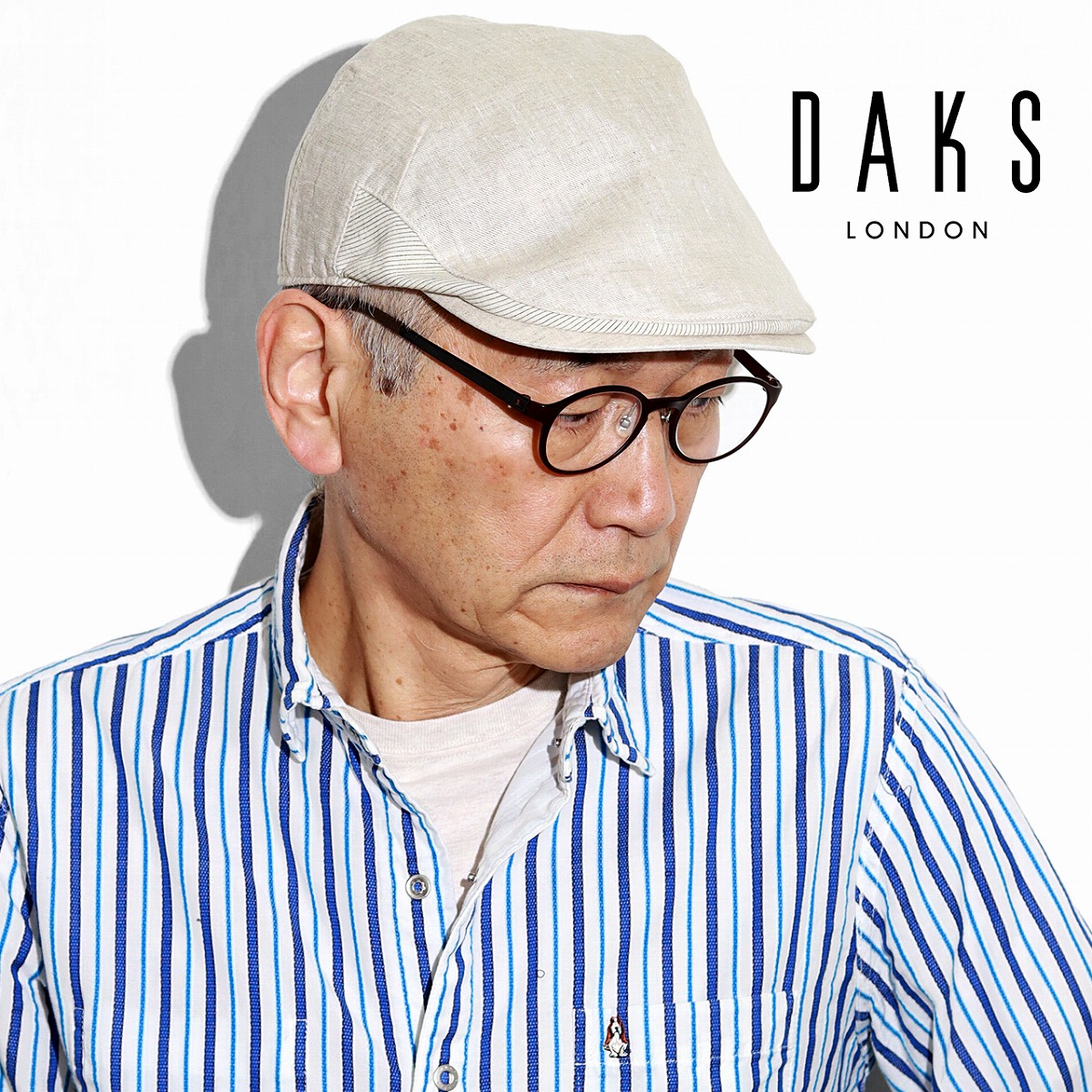 ハンチング メンズ 帽子 春夏 ダックス ハンチング帽 DAKS 大きいサイズ 切替デザイン リネンシャンブレー チェック柄 紳士帽 Mサイズ Lサイズ LLサイズ ベージュ 父の日 ギフト 40代 50代 60代 70代 誕生日 プレゼント ラッピング無料 送料無料