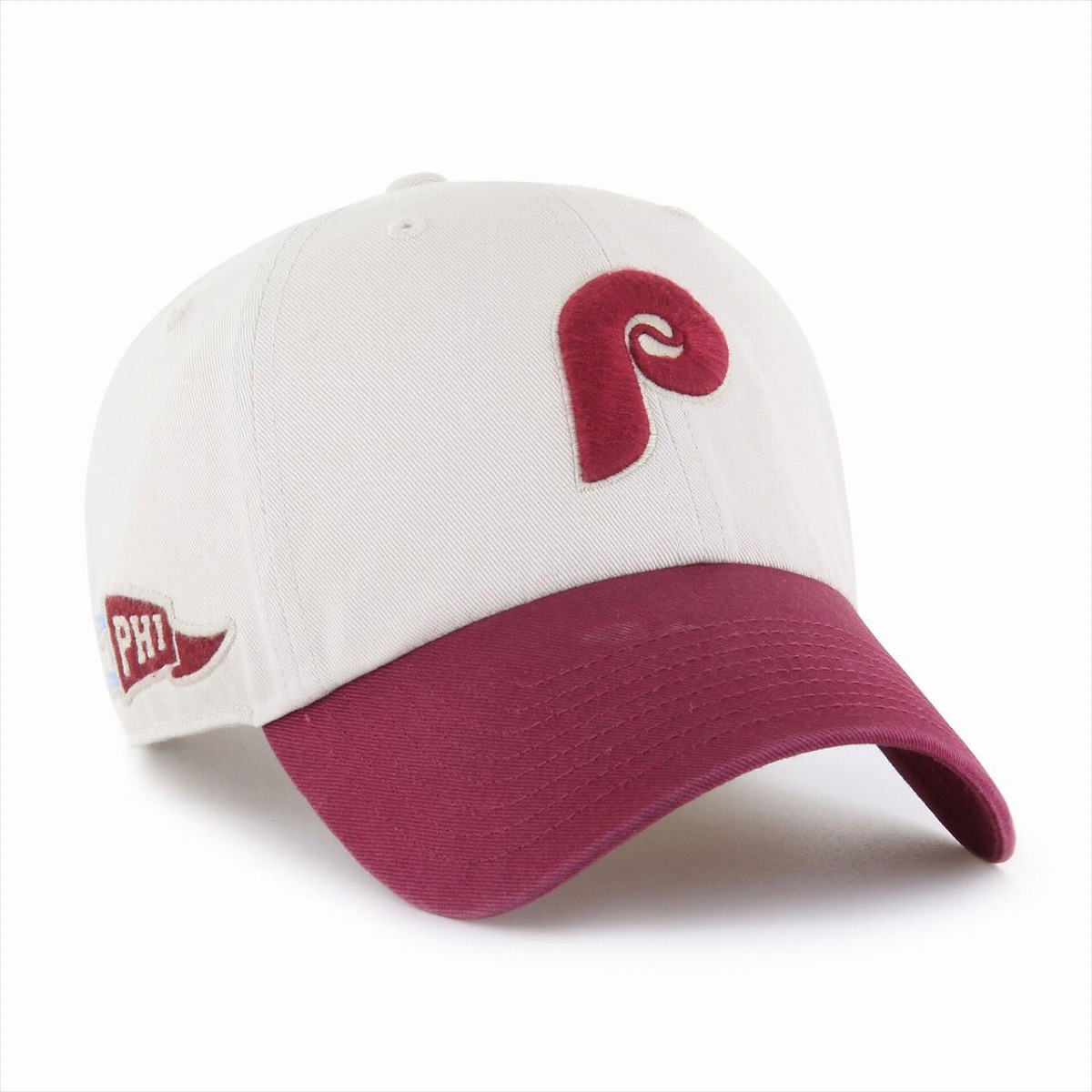 \本日|全品5%OFFクーポン/ 47 キャップ フィリーズ '47 CLEAN UP メンズ レディース 47BRAND MLB公式 PHILLIES COOPERSTOWN GRAND STAND Bone x Cardinal ワイン系 刺繍 2トーン 人気ブランド ベースボールキャップ ロゴ 10代 20代 30代 40代 誕生日 プレゼント 父の日